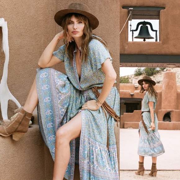 Spell jasmine flutter sleeve maxi dress jade gypsy - Picture 4 of 10